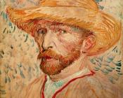 文森特 威廉 梵高 : 戴草帽自画像